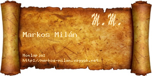 Markos Milán névjegykártya